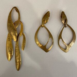 Statement Clip On Earrings with Dangling Pendant